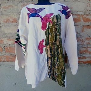 Alfredo's Wife Cactus and Hummingbird Top XL